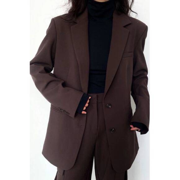 OAK + FORT Women's Coffee Bean Oversized Blazer XS - Picture 3 of 11